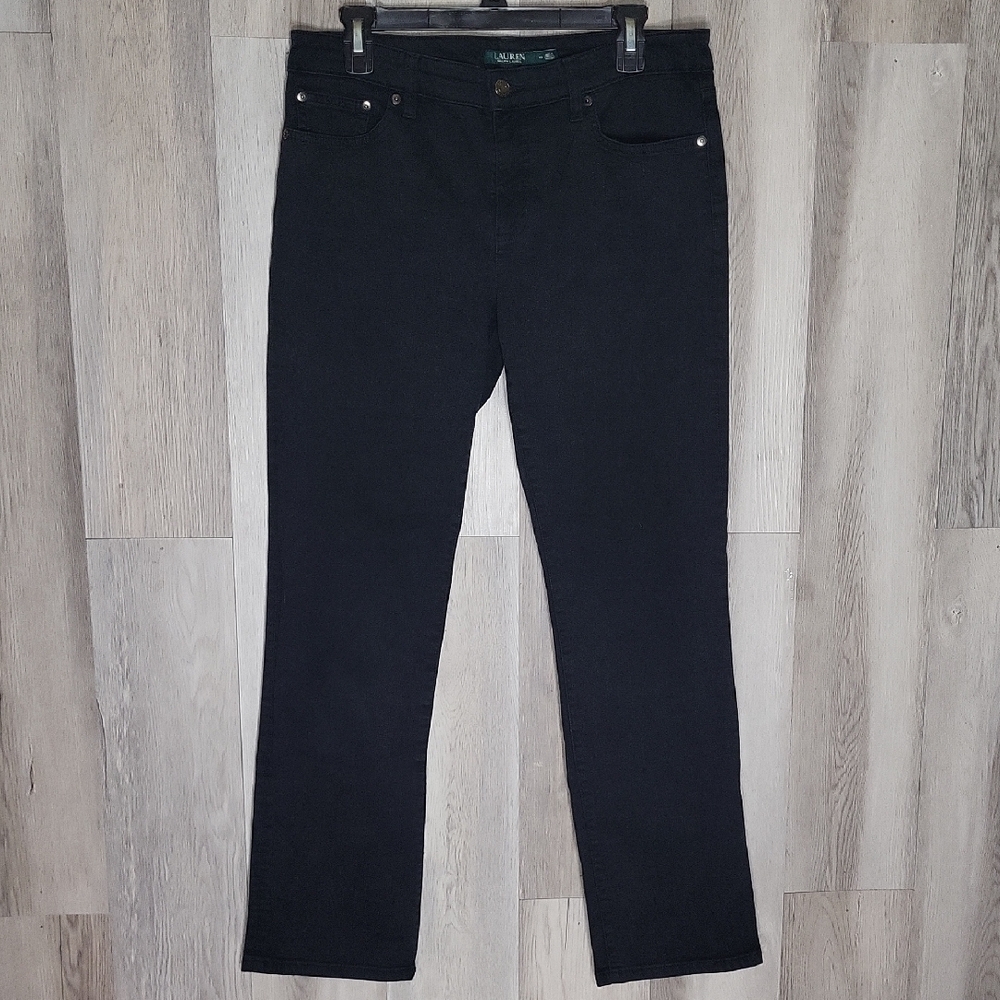 Lauren Ralph Lauren Womens 10 Modern Straight Curvy Jeans Black Versatile Staple